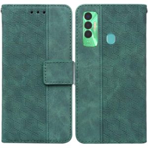 For Tecno Spark 7P Geometric Embossed Leather Phone Case(Green) (OEM)
