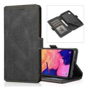 For Samsung Galaxy A10 Retro Magnetic Closing Clasp Horizontal Flip Leather Case with Holder & Card Slots & Photo Frame & Wallet(Black) (OEM)