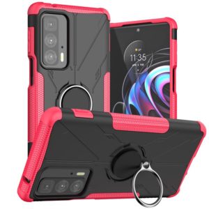 For Motorola Edge 20 Pro Armor Bear Shockproof PC + TPU Phone Protective Case with Ring Holder(Rose Red) (OEM)