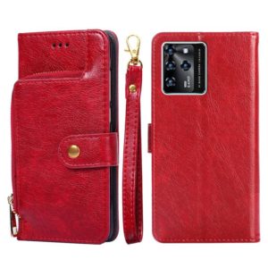 For ZTE Blade V30 Zipper Bag PU + TPU Horizontal Flip Leather Phone Case(Red) (OEM)