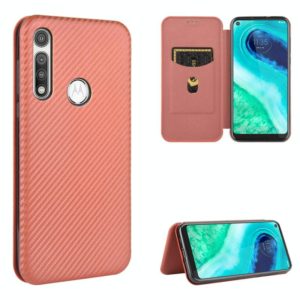 For Motorola Moto G Fast Carbon Fiber Texture Horizontal Flip TPU + PC + PU Leather Case with Rope & Card Slot(Brown) (OEM)