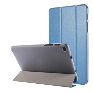 Silk Texture Three-fold Horizontal Flip Leather Case with Holder For Samsung Galaxy Tab A7 Lite 8.7 T220 / T225(Blue) (OEM)