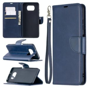 For Xiaomi Poco X3 Retro Lambskin Texture Pure Color Horizontal Flip PU Leather Case with Holder & Card Slots & Wallet & Lanyard(Blue) (OEM)