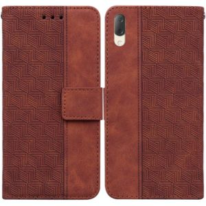For Sony Xperia L3 Geometric Embossed Leather Phone Case(Brown) (OEM)