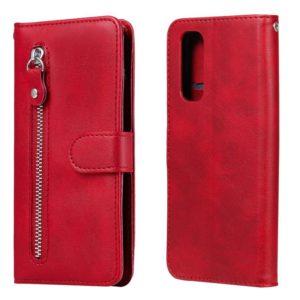 For OPPO Realme 7 Fashion Calf Texture Zipper Horizontal Flip Leather Case with Holder & Card Slots & Wallet(Red) (OEM)