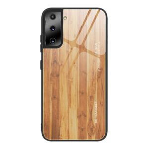 For Samsung Galaxy S21 Plus Wood Grain Glass Protective Case(M03) (OEM)