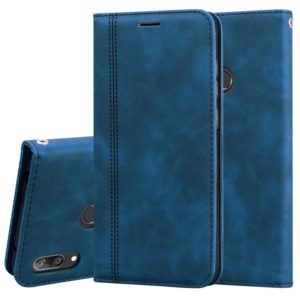 For Huawei Y7 Prime (2019) Frosted Business Magnetic Horizontal Flip PU Leather Case with Holder & Card Slot & Lanyard(Blue) (OEM)