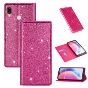For Huawei P20 Lite Ultrathin Glitter Magnetic Horizontal Flip Leather Case with Holder & Card Slots(Rose Red) (OEM)