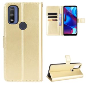For Motorola Moto G Pure Crazy Horse Texture Horizontal Flip Phone Leather Case with Holder & Card Slots & Lanyard(Gold) (OEM)