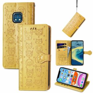 For Nokia XR20 Lovely Cat and Dog Embossing Pattern Horizontal Flip Leather Case , with Holder & Card Slots & Wallet & Cartoon Clasp & Lanyard(Yellow) (OEM)