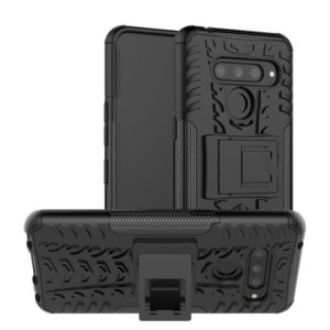 Tire Texture TPU+PC Shockproof Case for LG V50 ThinQ, with Holder (Black) (OEM)