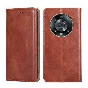 For Honor Magic4 Pro Gloss Oil Solid Color Magnetic Flip Leather Phone Case(Brown) (OEM)