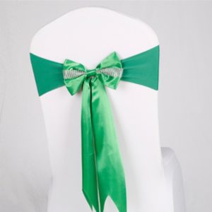 For Wedding Events Party Ceremony Banquet Christmas Decoration Chair Sash Bow Elastic Chair Ribbon Back Tie Bands Chair Sashes(Green) (OEM)