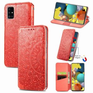 Blooming Mandala Embossed Pattern Magnetic Horizontal Flip Leather Case with Holder & Card Slots & Wallet For Samsung Galaxy A51(Orange) (OEM)