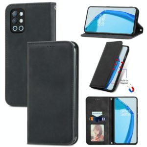 For OnePlus 9R Retro Skin Feel Business Magnetic Horizontal Flip Leather Case with Holder & Card Slots & Wallet & Photo Frame(Black) (OEM)