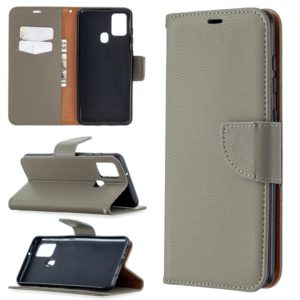 For Samsung Galaxy A21s Pure Color Horizontal Flip PU Leather Case with Holder & Card Slots & Wallet & Lanyard(Grey) (OEM)
