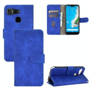 For Kyocera Android One S6 Solid Color Skin Feel Magnetic Buckle Horizontal Flip Calf Texture PU Leather Case with Holder & Card Slots & Wallet(Blue) (OEM)