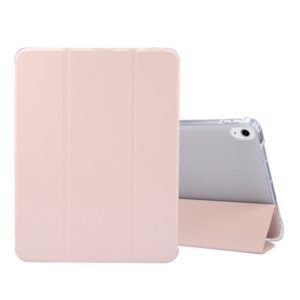 For iPad Air 2022 / 2020 10.9 3-folding Electric Pressed Skin Texture Smart Leather Tablet Case (Light Pink) (OEM)