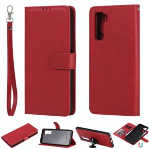 For Huawei Nova 7 SE 2 in 1 Solid Color Detachable PU Leather Case with Card Slots & Magnetic Holder & Photo Frame & Wallet & Strap(Red) (OEM)