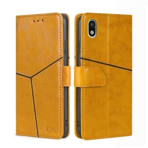 For Sony Xperia Ace III Geometric Stitching Horizontal Flip TPU + PU Leather Phone Case(Yellow) (OEM)