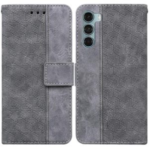 For Motorola Moto G200 5G / Edge S30 Geometric Embossed Leather Phone Case(Grey) (OEM)