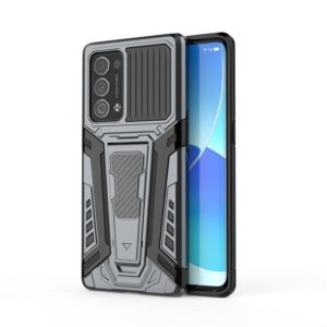 For OPPO Reno6 Pro+ 5G War Chariot Series Armor All-inclusive Shockproof PC + TPU Protective Case with Invisible Holder(Grey) (OEM)