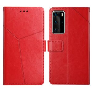 For Huawei P40 Pro Y Stitching Horizontal Flip Leather Phone Case with Holder & Card Slots & Wallet & Photo Frame(Red) (OEM)