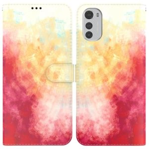 For Motorola Moto E32 Watercolor Pattern Horizontal Flip Leather Phone Case(Spring Cherry) (OEM)