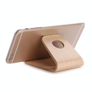 JS01 Wooden Desktop Phone Holder Universal Curved Wood Support Frame For Tablet Phones (Lindens) (OEM)