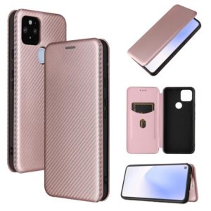For Google Pixel 5a 5G Carbon Fiber Texture Horizontal Flip TPU + PC + PU Leather Case with Card Slot(Pink) (OEM)