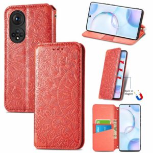 For Honor 50 Blooming Mandala Embossed Pattern Magnetic Horizontal Flip Leather Case with Holder & Card Slots & Wallet(Red) (OEM)