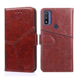 For Motorola Moto G Pure Geometric Stitching Horizontal Flip Leather Phone Case(Dark Brown) (OEM)