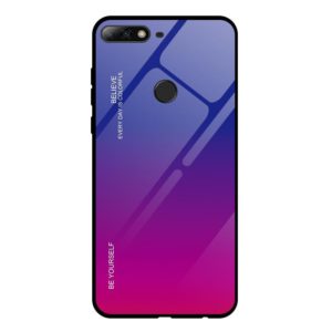 For Huawei Honor 7C / Enjoy 8 / Y7 (2018) Gradient Color Glass Case(Red Blue) (OEM)