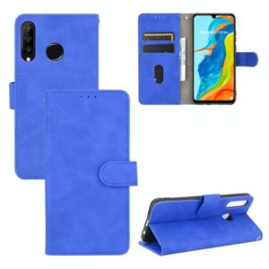 For Huawei P30 Lite / nova 4e Solid Color Skin Feel Magnetic Buckle Horizontal Flip Calf Texture PU Leather Case with Holder & Card Slots & Wallet(Blue) (OEM)