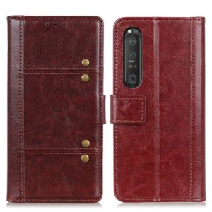 For Sony Xperia 1 III Peas Crazy Horse Texture Horizontal Flip Leather Case with Holder & Card Slots & Wallet(Brown) (OEM)