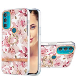 For Motorola Moto G71 5G Ring IMD Flowers TPU Phone Case(Pink Gardenia) (OEM)