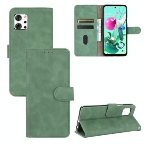 For LG Q92 5G Solid Color Skin Feel Magnetic Buckle Horizontal Flip Calf Texture PU Leather Case with Holder & Card Slots & Wallet(Green) (OEM)