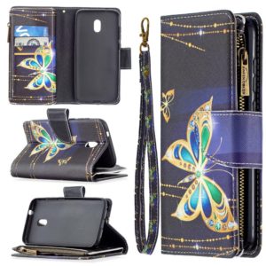 For Nokia C1 Plus Colored Drawing Pattern Zipper Horizontal Flip Leather Case with Holder & Card Slots & Wallet(Big Butterfly) (OEM)