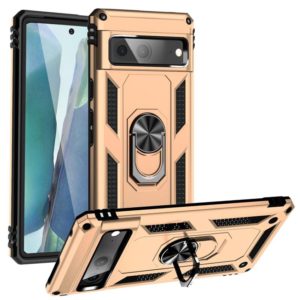 For Google Pixel 7 Shockproof TPU + PC Phone Case with Holder(Gold) (OEM)