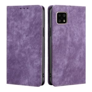 For Sharp Aquos Sense 4 4G/ Sense 4 5G RFID Anti-theft Brush Magnetic Leather Phone Case(Purple) (OEM)