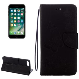For iPhone 8 Plus & 7 Plus Butterflies Embossing Horizontal Flip Leather Case with Holder & Card Slots & Wallet & Lanyard(Black) (OEM)