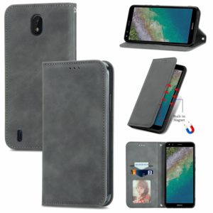 For Nokia C01 Plus Retro Skin Feel Business Magnetic Horizontal Flip Leather Case with Holder & Card Slots & Wallet & Photo Frame(Gray) (OEM)