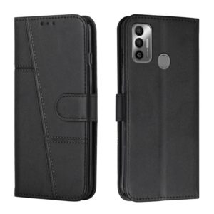 For Tecno Spark 7 / 7T Stitching Calf Texture Buckle Leather Phone Case(Black) (OEM)