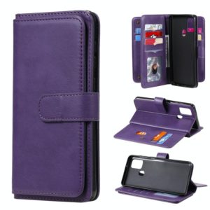 For Samsung Galaxy A21s Multifunctional Magnetic Copper Buckle Horizontal Flip Solid Color Leather Case with 10 Card Slots & Wallet & Holder & Photo Frame(Purple) (OEM)