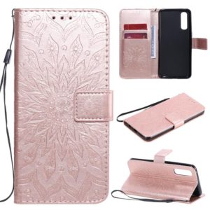 For OPPO Reno3 Pro 4G Sun Embossing Pattern Horizontal Flip Leather Case with Card Slot & Holder & Wallet & Lanyard(Rose Gold) (OEM)