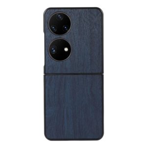 For Huawei P50 Pocket Wood Texture PU Phone Case(Blue) (OEM)