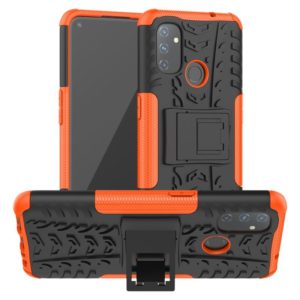 For OnePlus Nord N100 Tire Texture Shockproof TPU+PC Protective Case with Holder(Orange) (OEM)