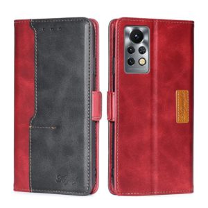 For Infinix Hot 11S/X6812 Contrast Color Side Buckle Leather Phone Case(Red + Black) (OEM)