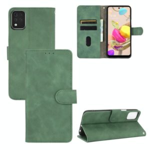 For LG K42 Solid Color Skin Feel Magnetic Buckle Horizontal Flip Calf Texture PU Leather Case with Holder & Card Slots & Wallet(Green) (OEM)