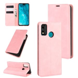 For Huawei Honor 9X lite Retro-skin Business Magnetic Suction Leather Case with Holder & Card Slots & Wallet(Pink) (OEM)